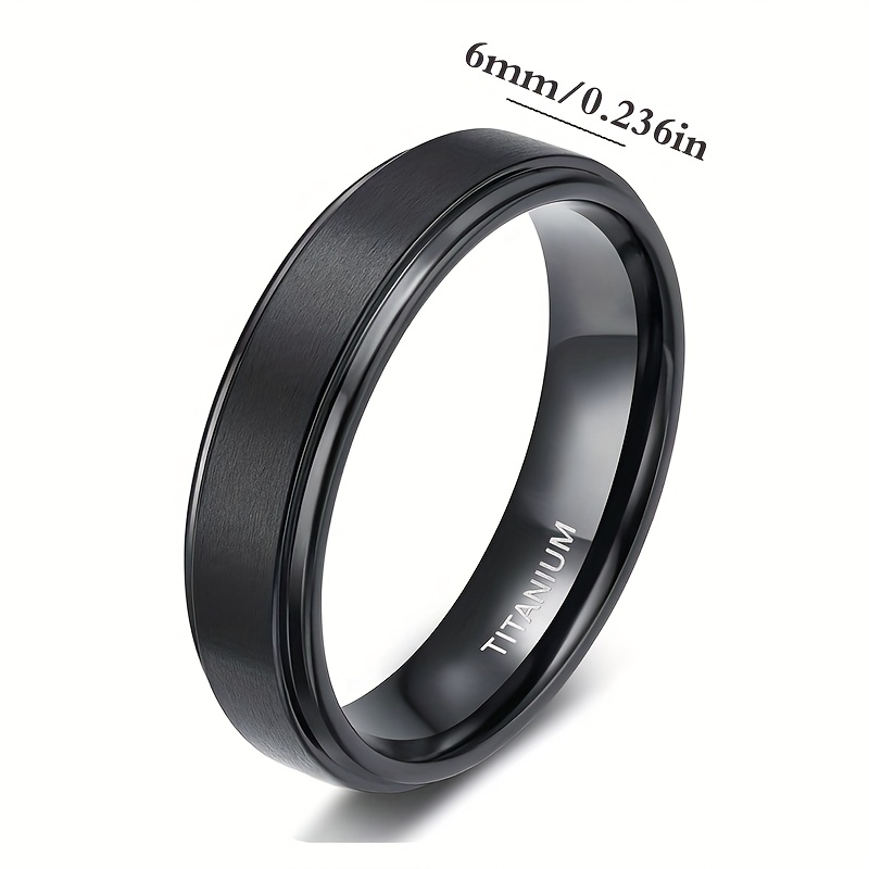 PANASH Men's Titanium Ring 6mm Sleek Step Design Lightweight Jewelry